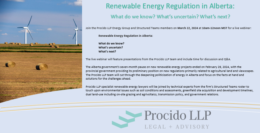 Renewable Energy Regulation in Alberta: What do we know? What’s uncertain? What’s next?